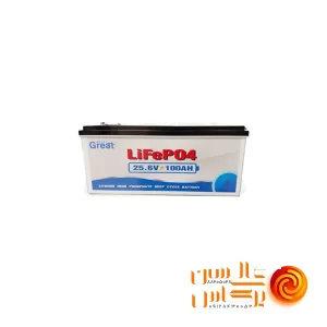 باتری لیتیوم فسفات آهن 25.6 ولت برند GREAT مدل LFP24100